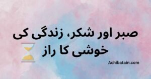 Patience and gratitude, the secret of life's happiness 1 line quotes in Urdu