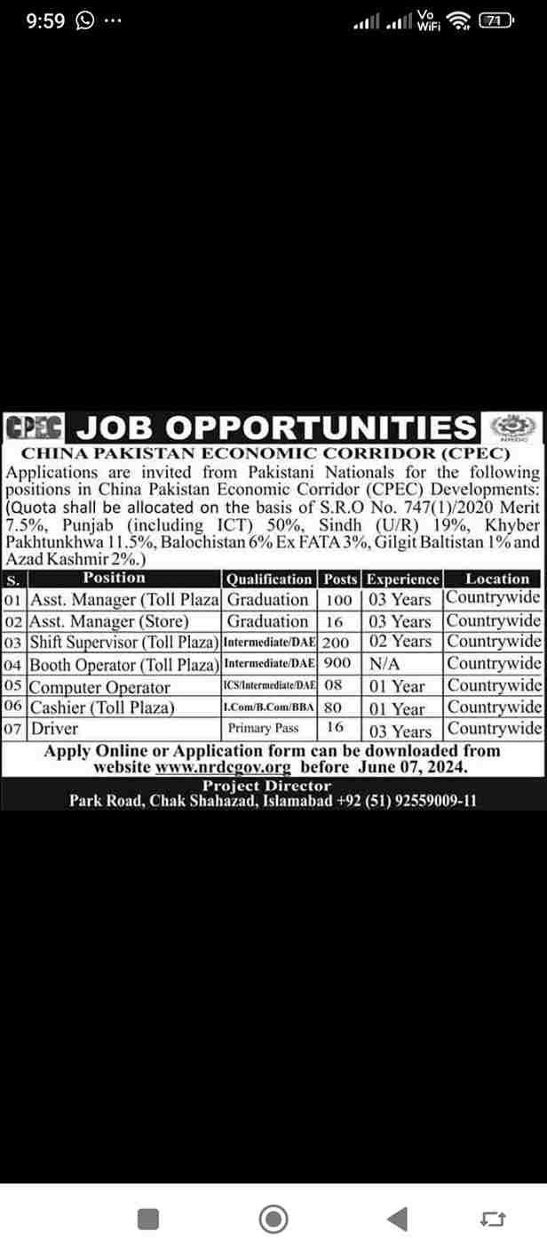 Map illustrating the China Pakistan Economic Corridor jobs (CPEC) with various opportunities highlighted across Pakistan