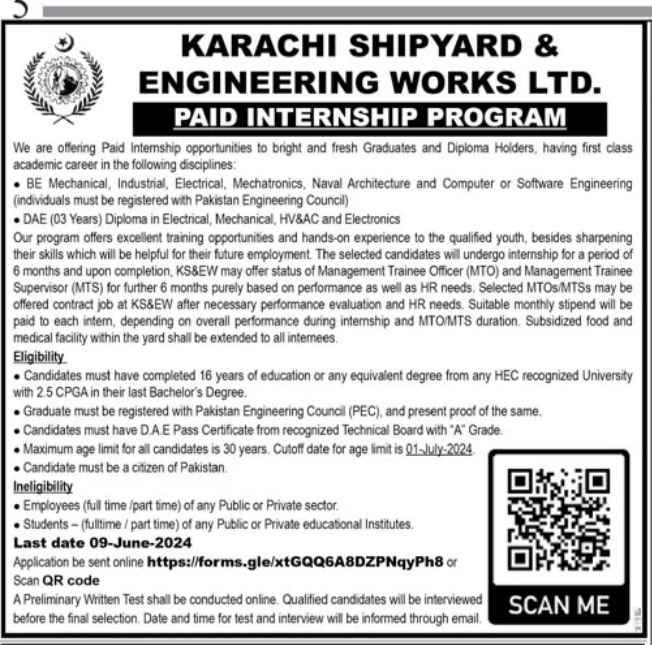 Young engineers working on a ship construction at Karachi Shipyard and Engineering Works internship program