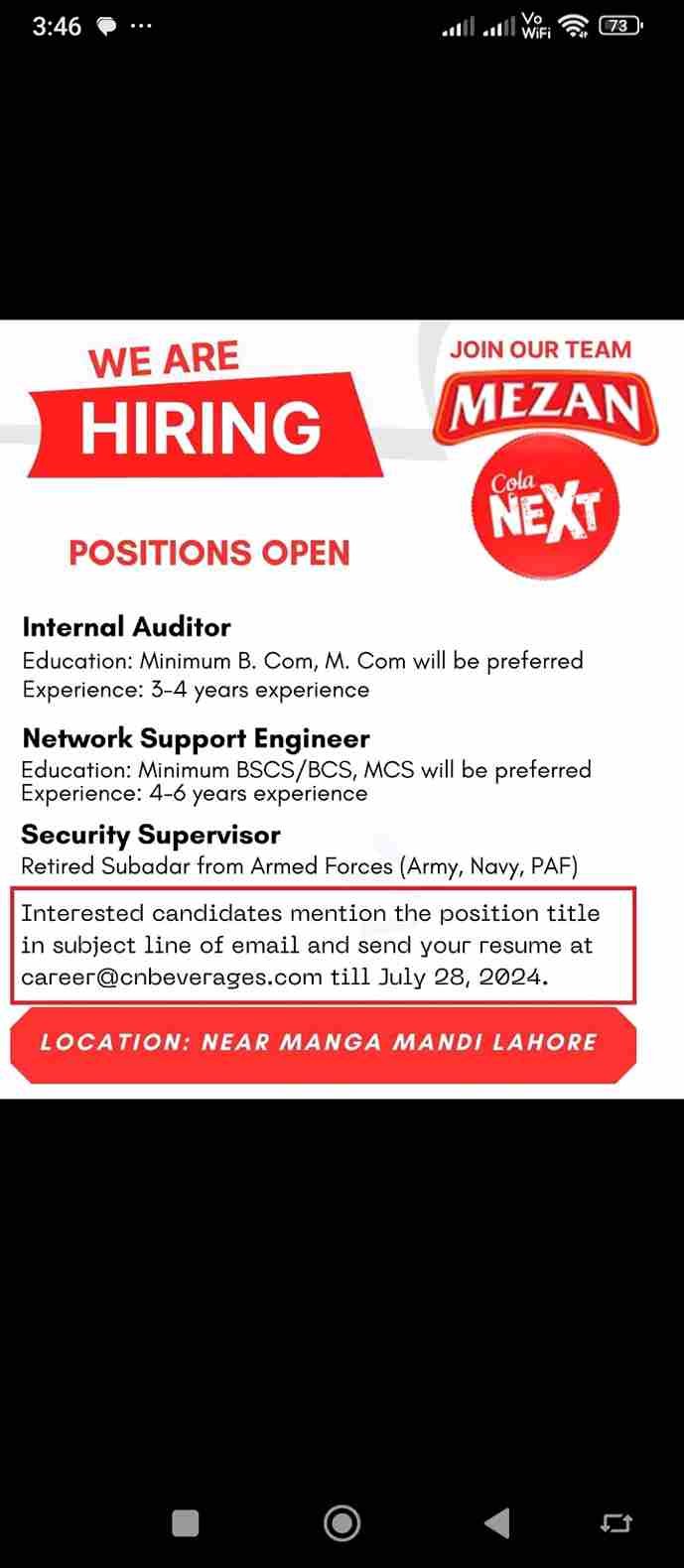 Join Meezan Cola jobs: Explore Our Latest Job Openings